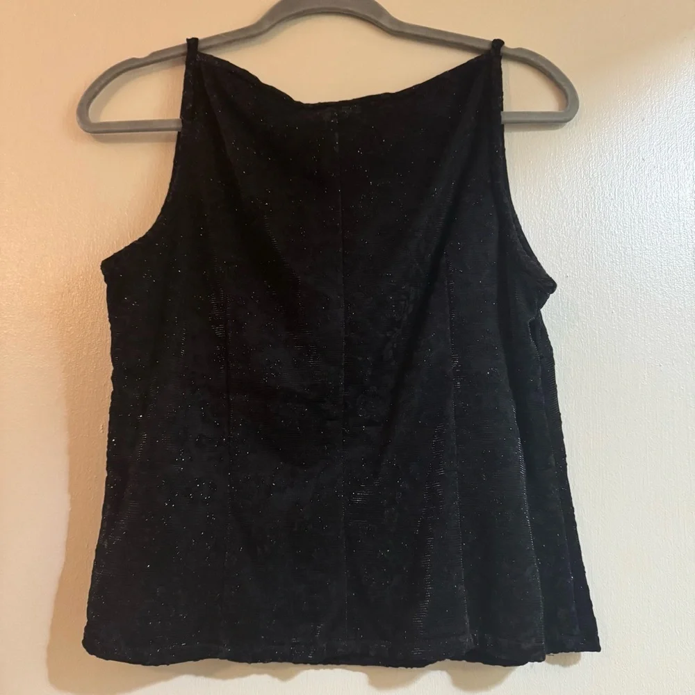 Alex Evenings Women's Dressy Tank Size L Black Metallic Patterned - Picture 2 of 4